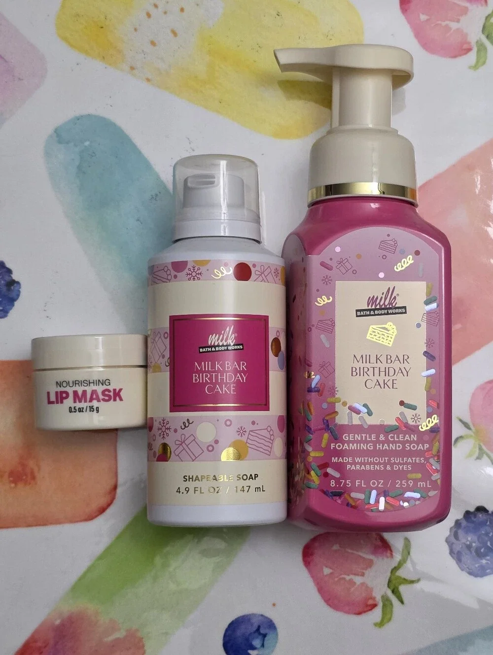 Bath Body Works Milk Bar Bakery Birthday Cake 3 Piece Gift Set NEW RARE